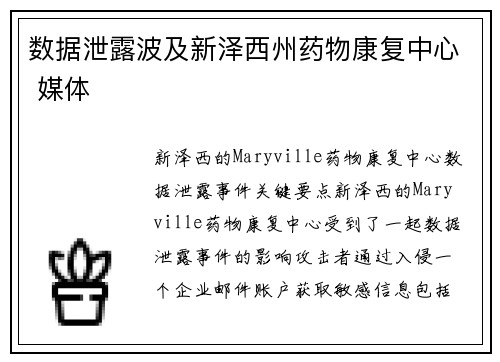 数据泄露波及新泽西州药物康复中心 媒体