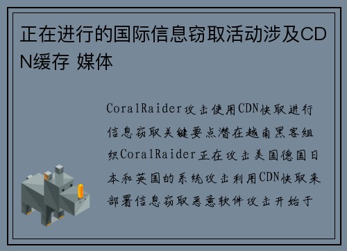 正在进行的国际信息窃取活动涉及CDN缓存 媒体